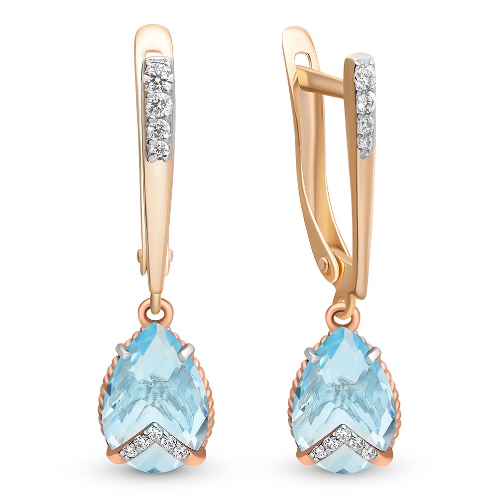 

Серьги из красного золота с топазом/фианитом 585Gold 202007054, 202007054