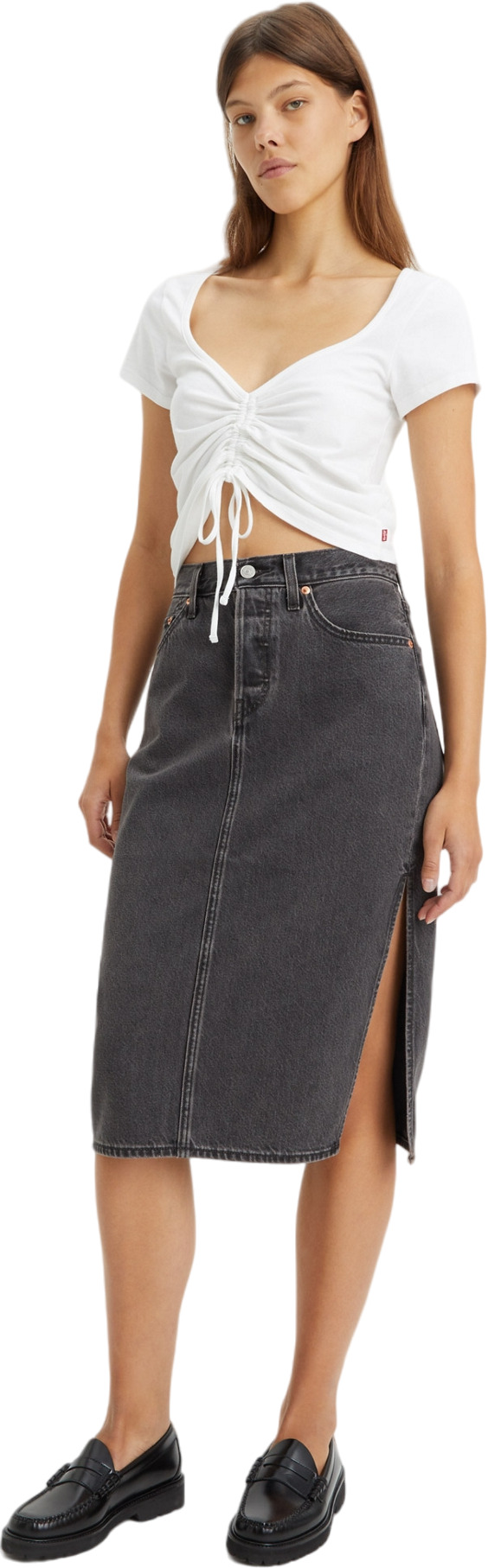 

Юбка женская LEVIS SIDE SLIT SKIRT BLACKS серая 27, Серый, SIDE SLIT SKIRT BLACKS
