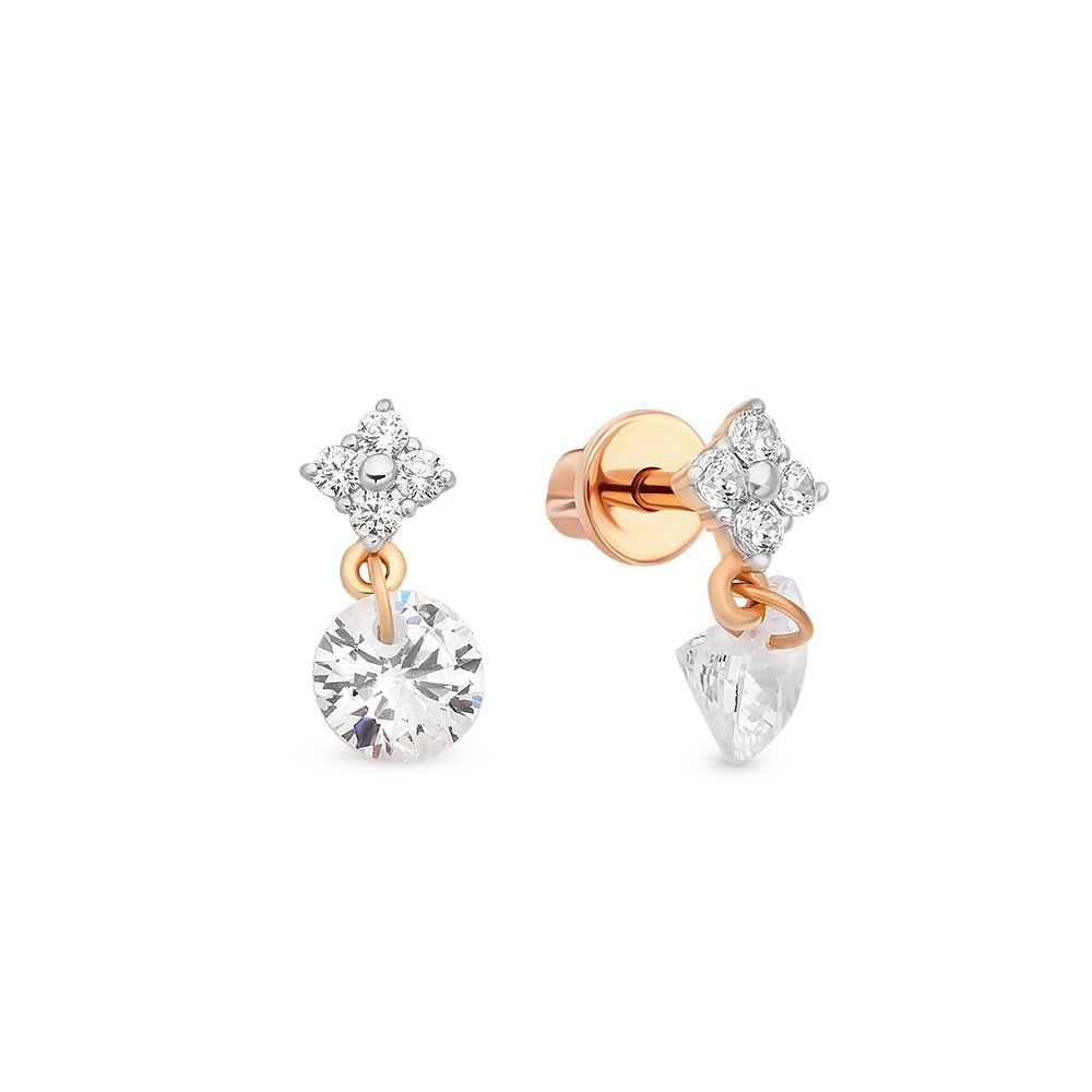 

Серьги пусеты из красного золота 585Gold 302005588, фианит, 302005588