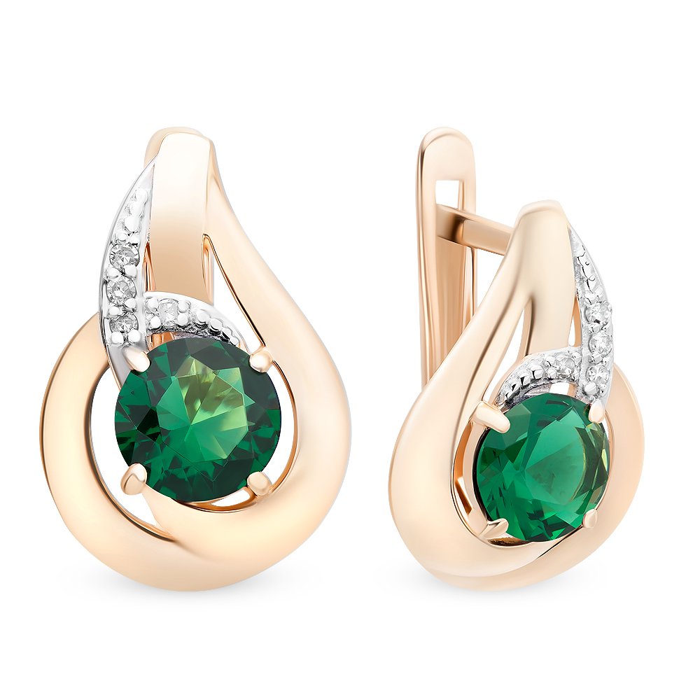 

Серьги из красного золота с изумрудом/бриллиантом 585Gold 102005686, 102005686