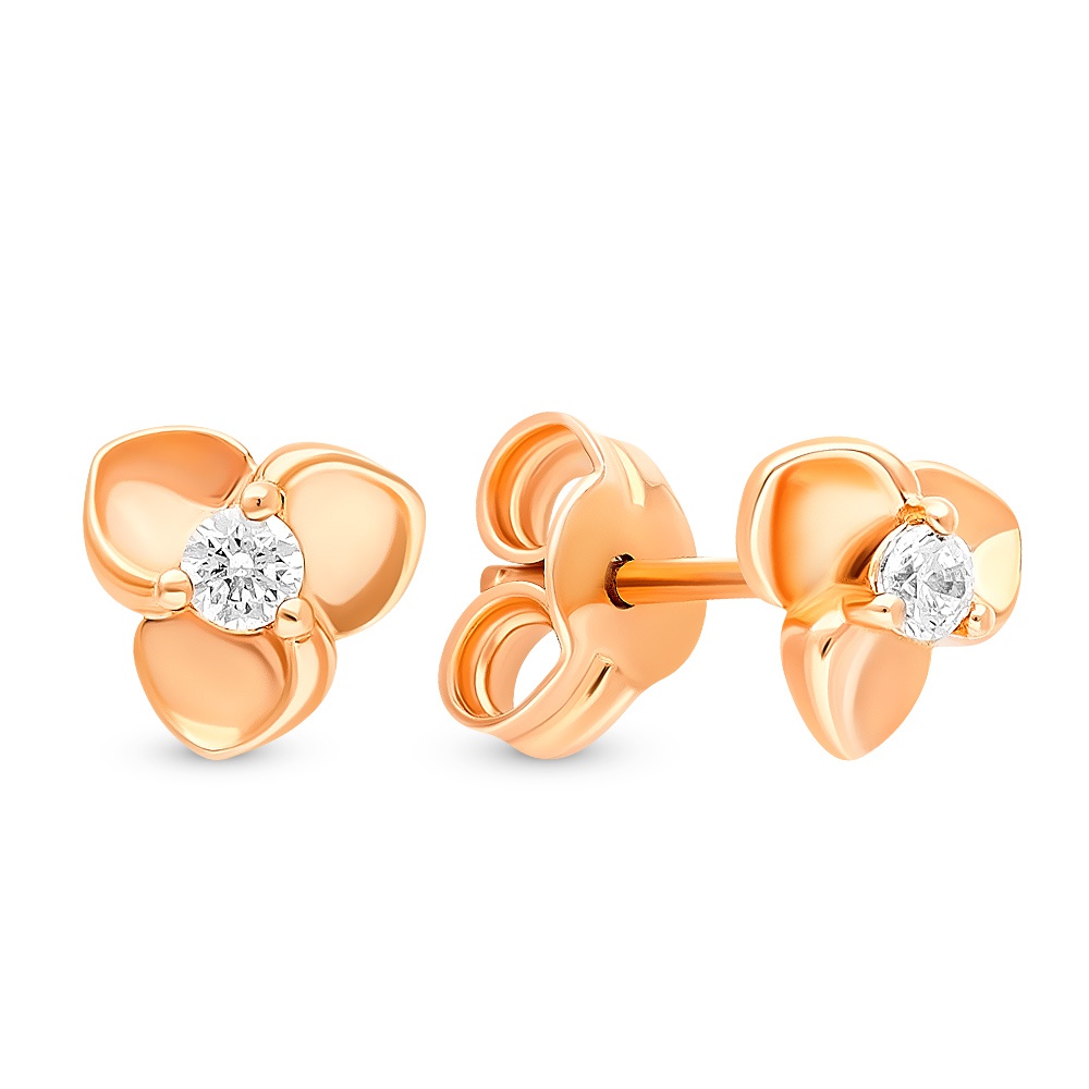 

Серьги из красного золота с фианитом 585Gold 302006276, 302006276