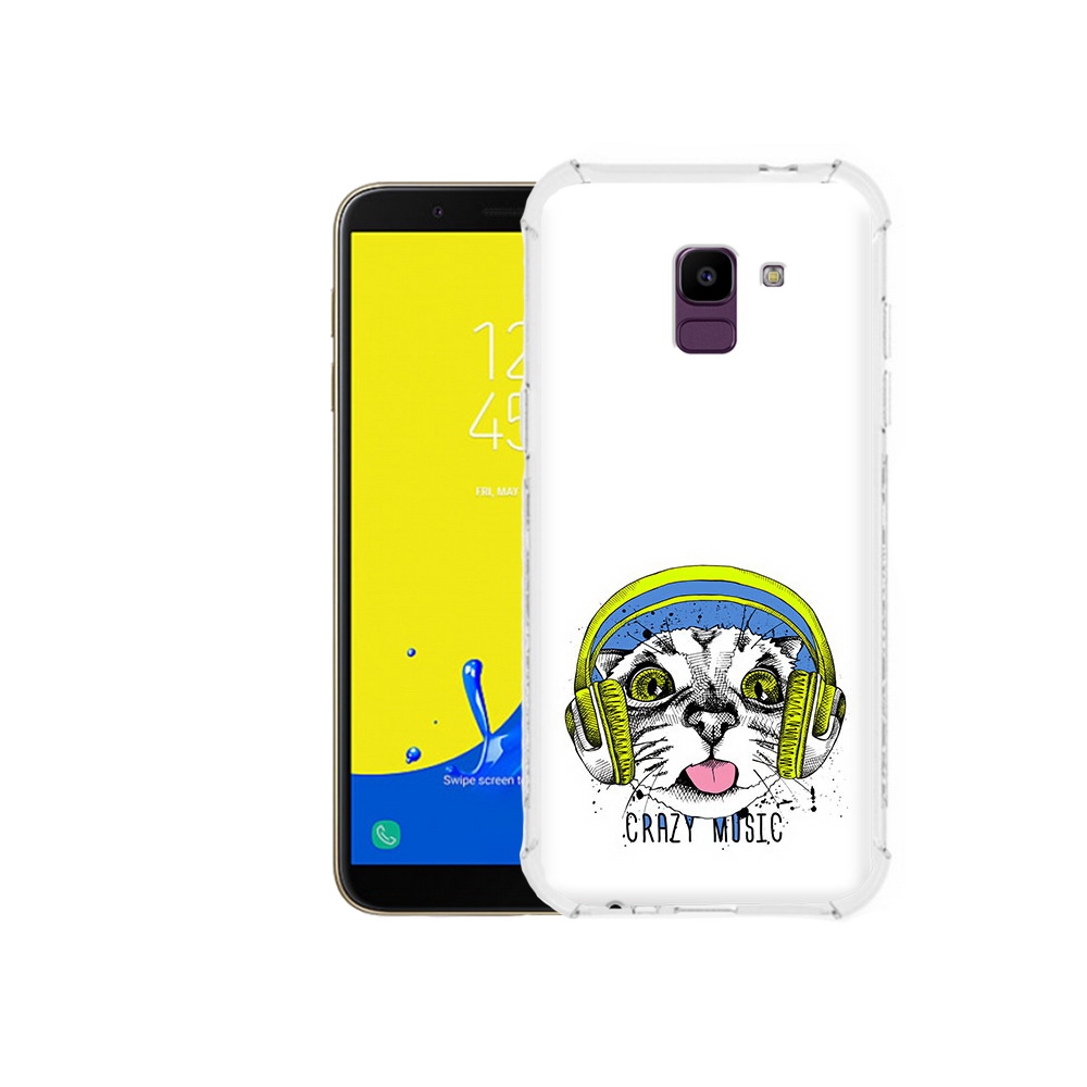 

Чехол MyPads Tocco для Samsung Galaxy J6 (2018) кошка в наушниках рисунок, Прозрачный, Tocco