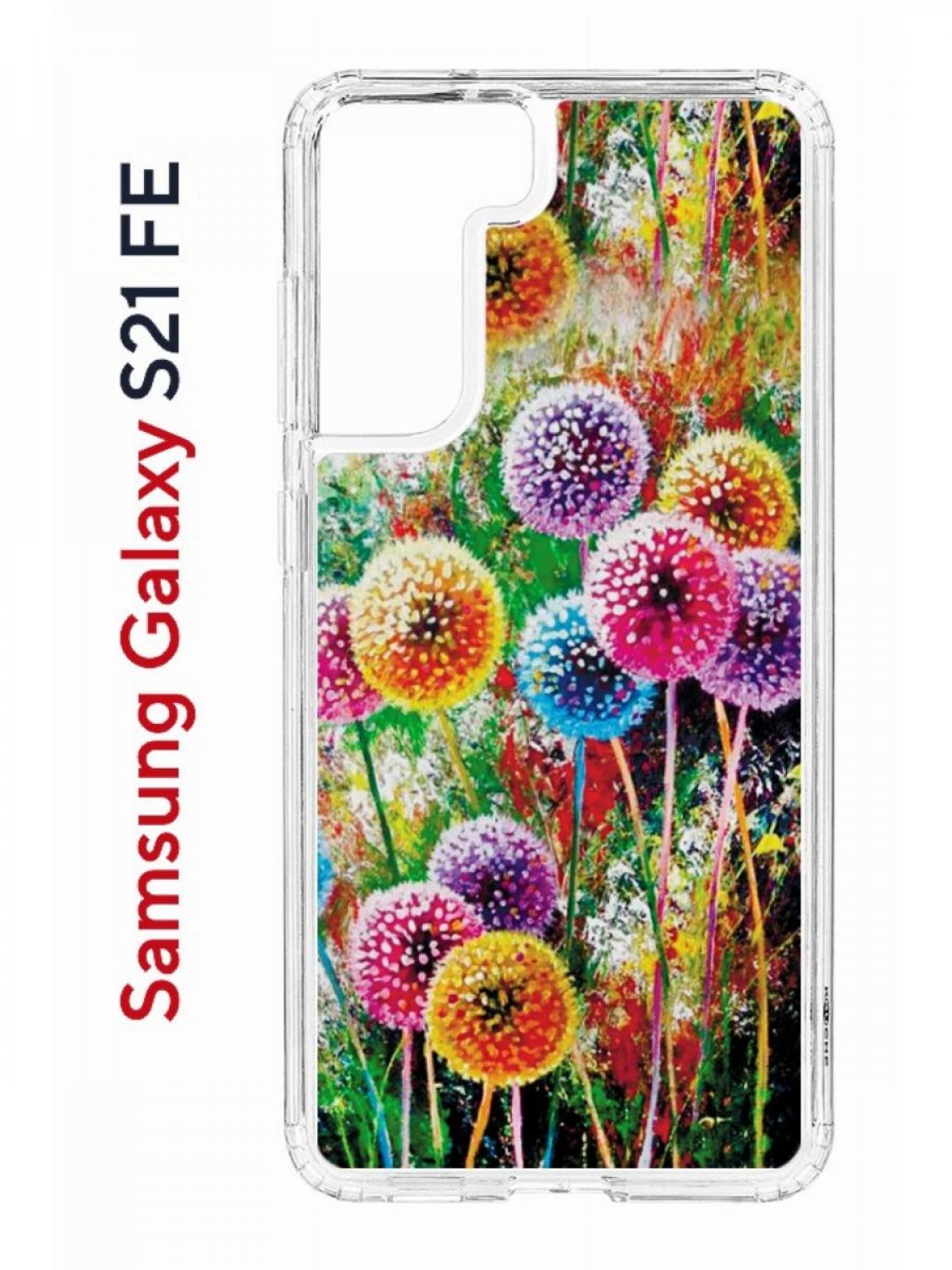 Чехол на Samsung S21 FE Kruche Print Одуванчики,противоударный бампер,с защитой камеры