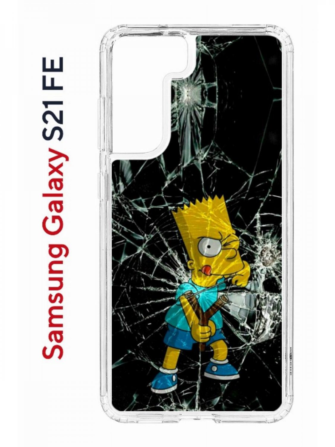 Чехол на Samsung S21 FE Kruche Print Барт Симпсон,противоударный бампер,с защитой камеры
