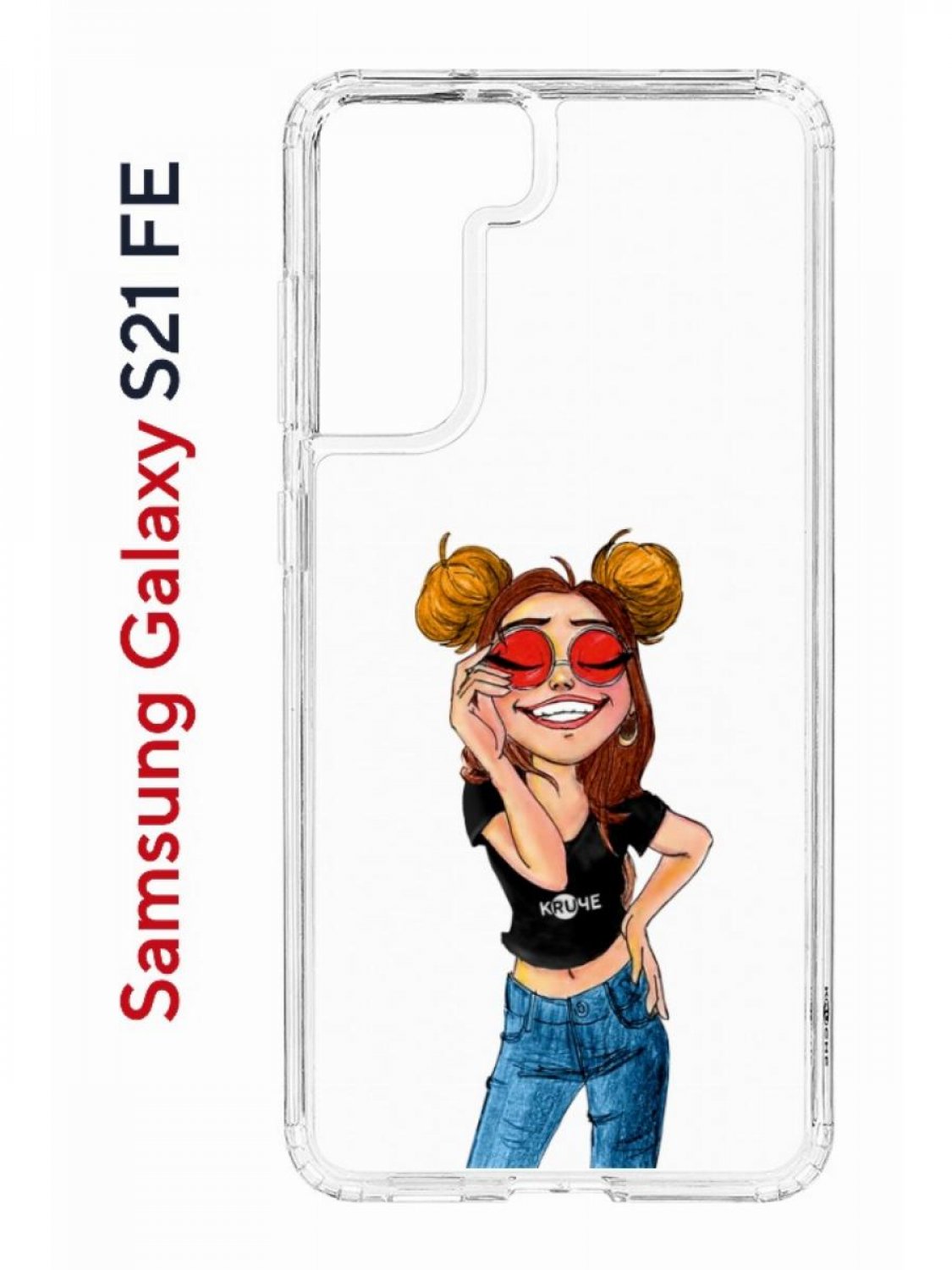 фото Чехол на samsung galaxy s21 fe kruche print smiling,противоударный бампер,с защитой камеры кruче