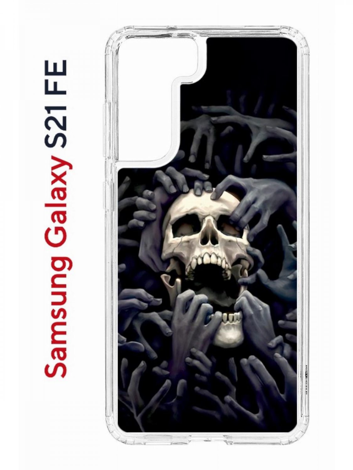 фото Чехол на samsung s21 fe kruche print skull hands,противоударный бампер,с защитой камеры кruче