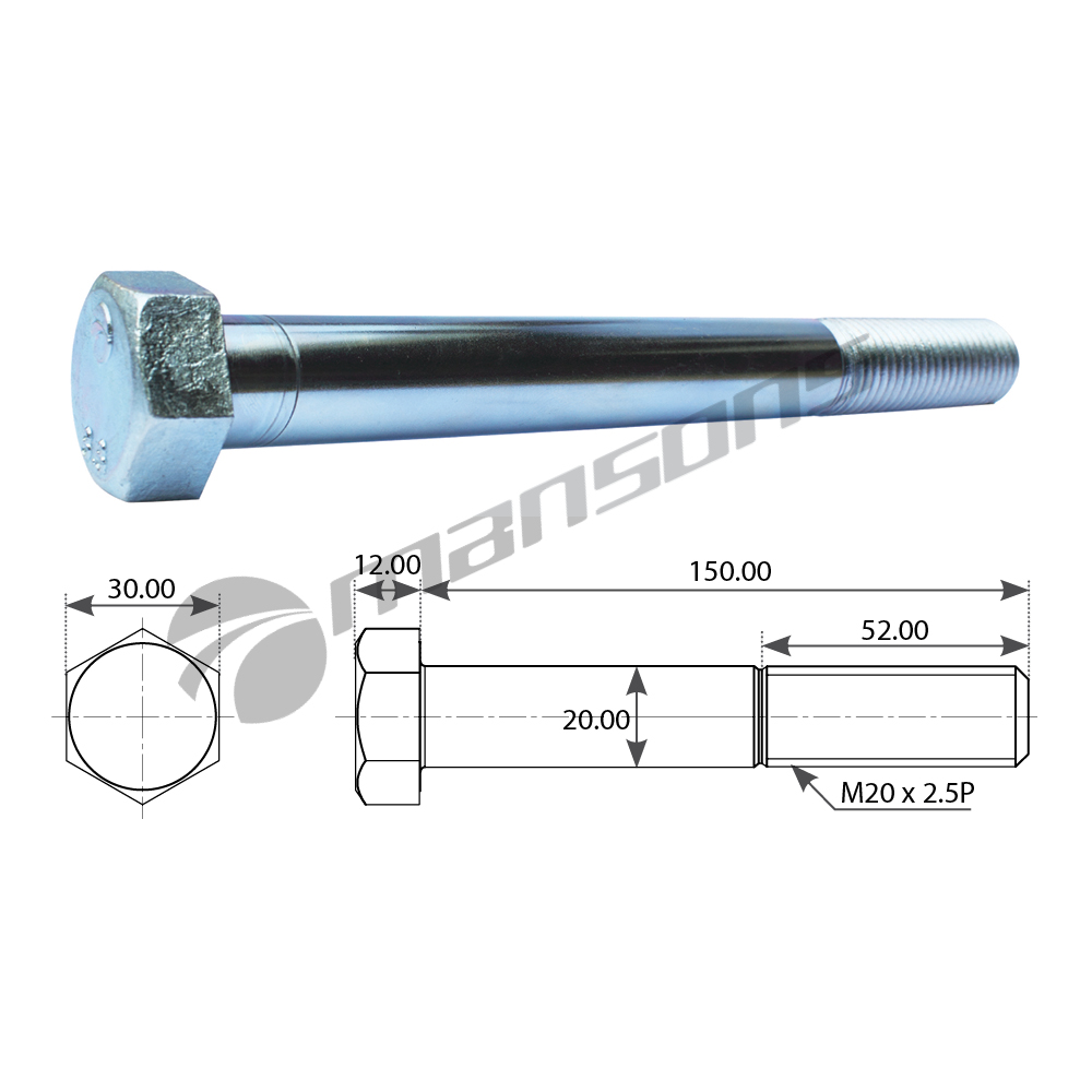 Болт амортизатора M20*2.5*150 BPW M20150 (Mansons)