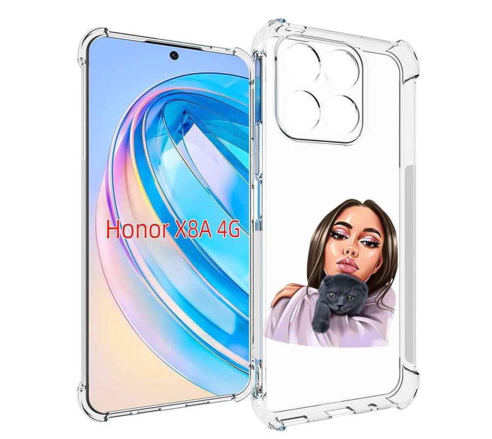 

Чехол MyPads нарисованная-девушка-с-котом женский для Honor X8a, Tocco