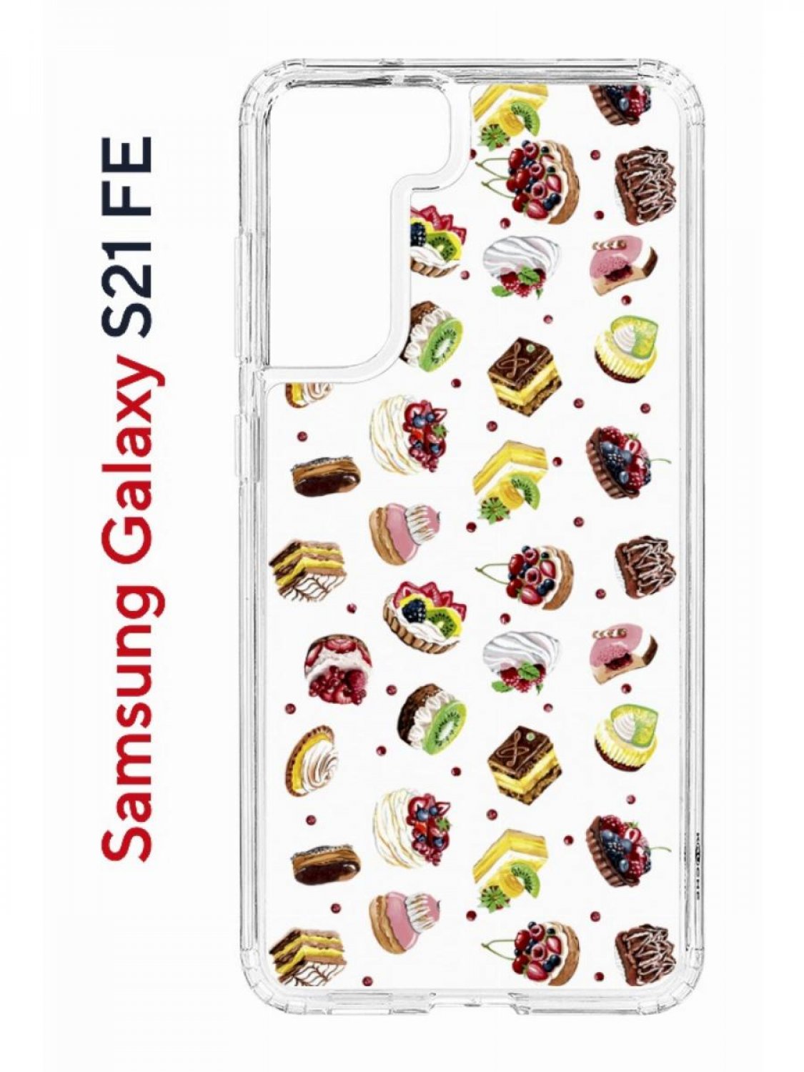 Чехол на Samsung Galaxy S21 FE Kruche Print Cake,противоударный бампер,с защитой камеры
