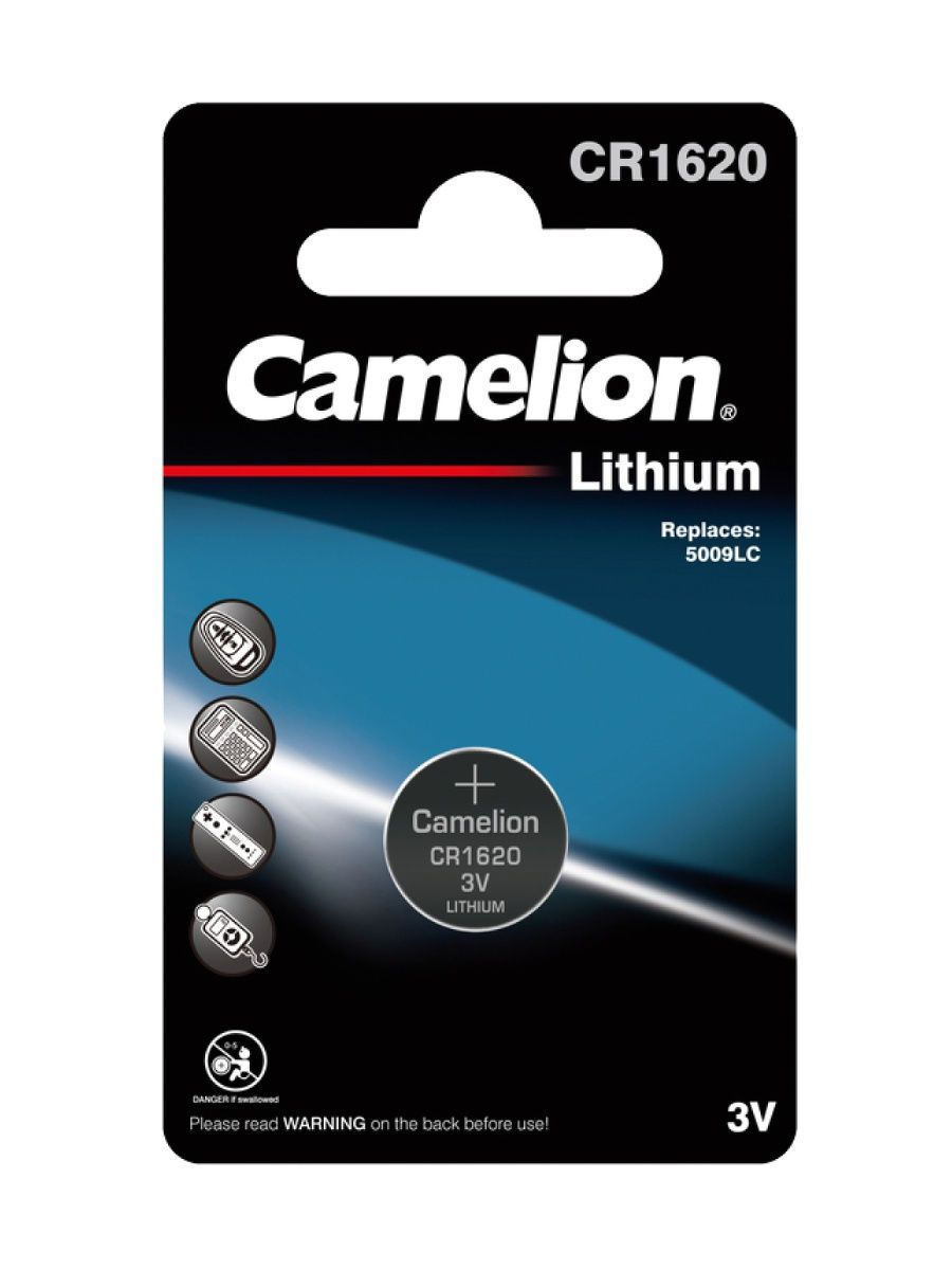 

Батарейка литиевая дисковая специальная 3В 1шт Camelion Lithium CR1620-BP1, Lithium CR1620-BP1