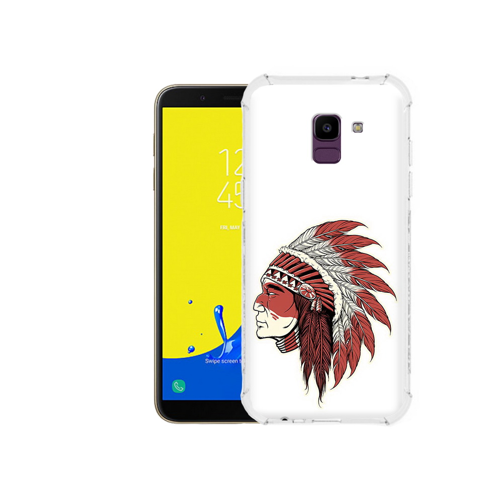 

Чехол MyPads Tocco для Samsung Galaxy J6 (2018) красный индеец, Прозрачный, Tocco