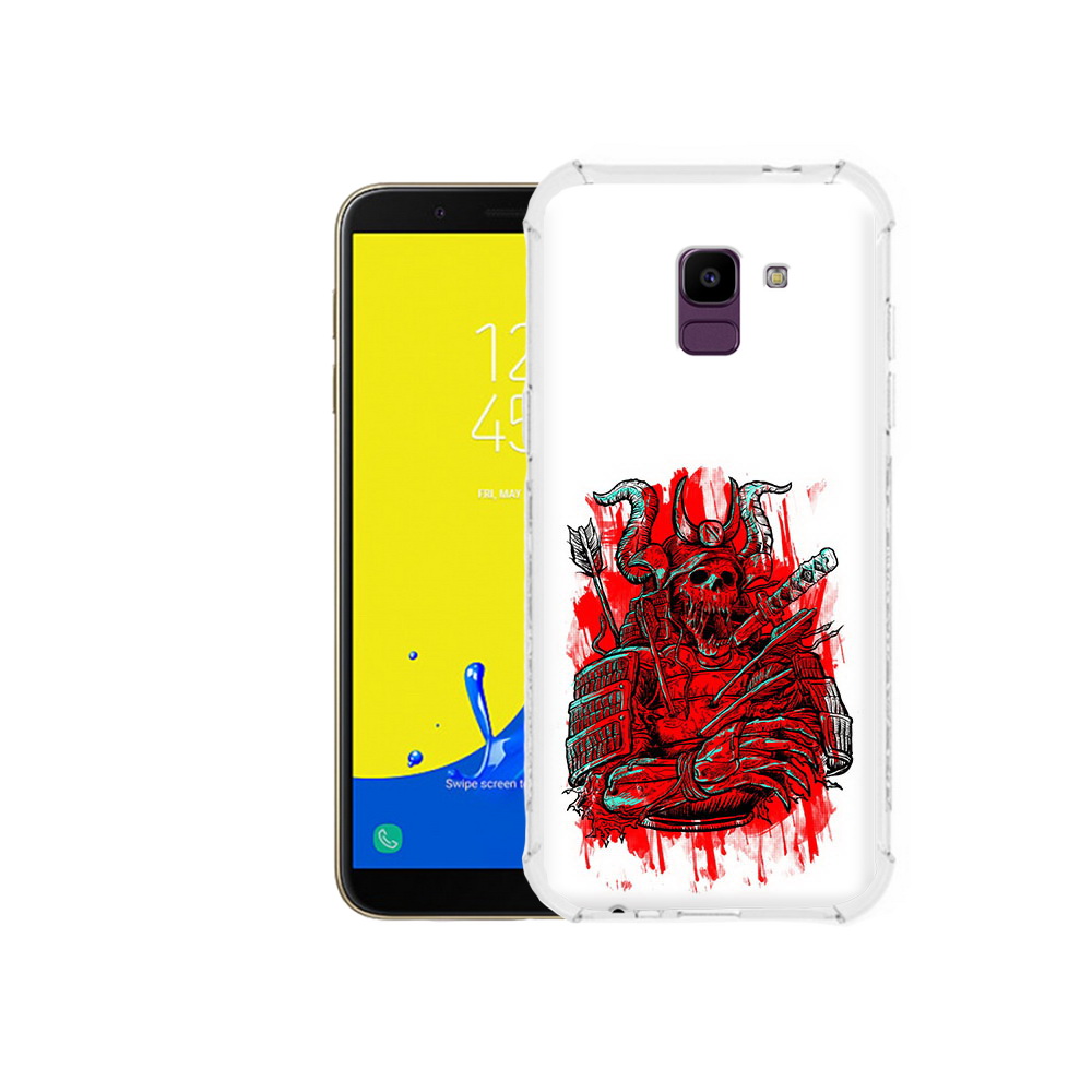 Чехол MyPads Tocco для Samsung Galaxy J6 (2018) красный скелет воин
