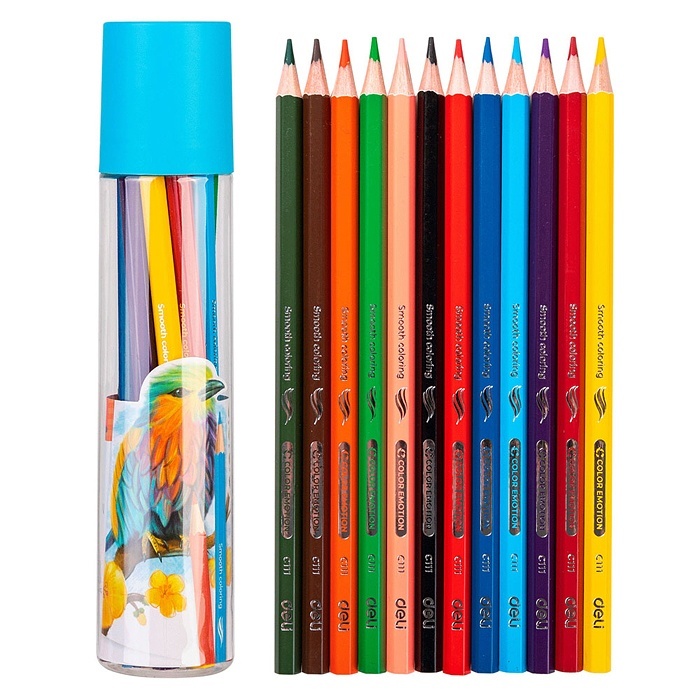 

Deli 12 цветов, "Color Emotion", шестигранные, липа, в пластиковой тубе
