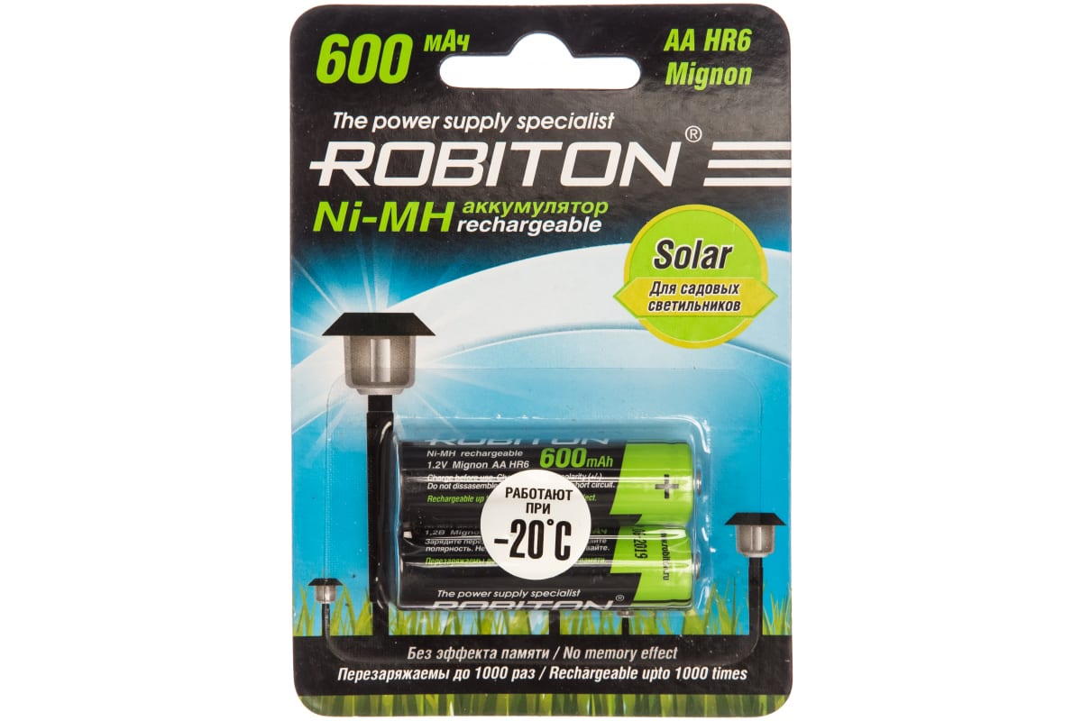 

Robiton Аккумулятор ROBITON SOLAR 600MHAA-2 BL2 (Цена за 1 штуку)