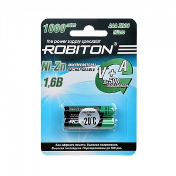 

Robiton Аккумулятор ROBITON 1000NZAAA-2 Ni-Zn AAA 1000мВтч, 550мАч BL2