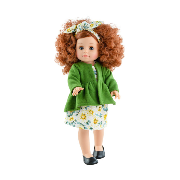 Кукла Paola Reina Soy Tu Анхела в зеленой кофточке с повязкой на волосах, 42 см кукла коллекционная кнр керамика даша в платье с ами в зеленой кофточке 30 см
