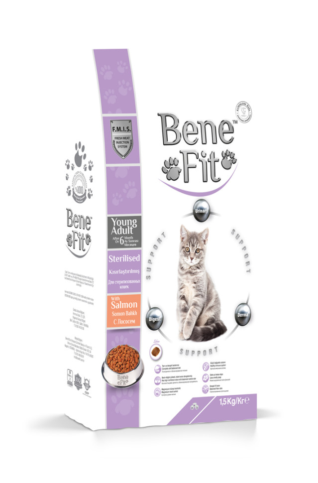 Сухой корм для кошек Benefit Feline Sterilised, для стерилизованных, лосось, 1,5 кг