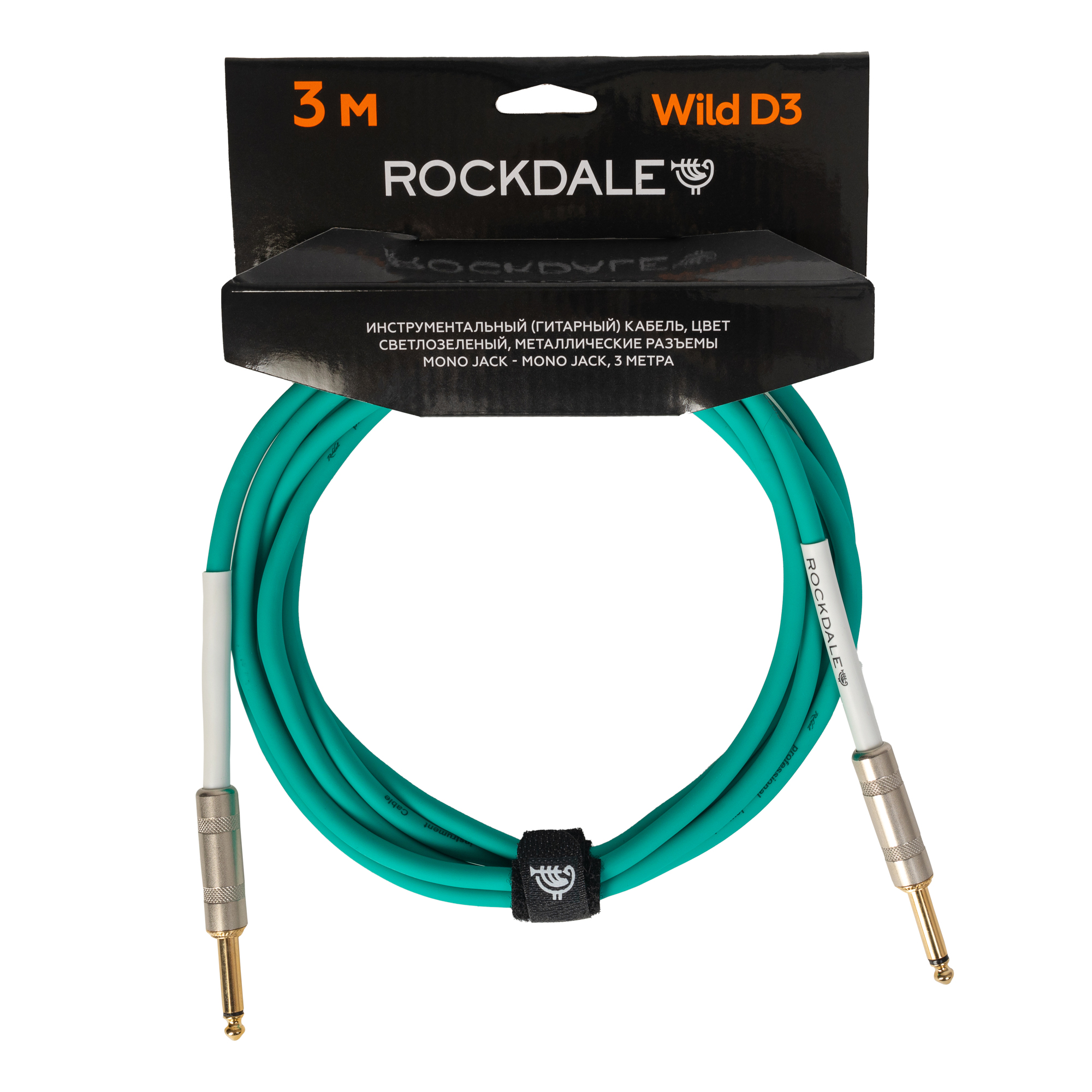 фото Кабель rockdale wild d3 mono jack - mono jack 3 м зеленый