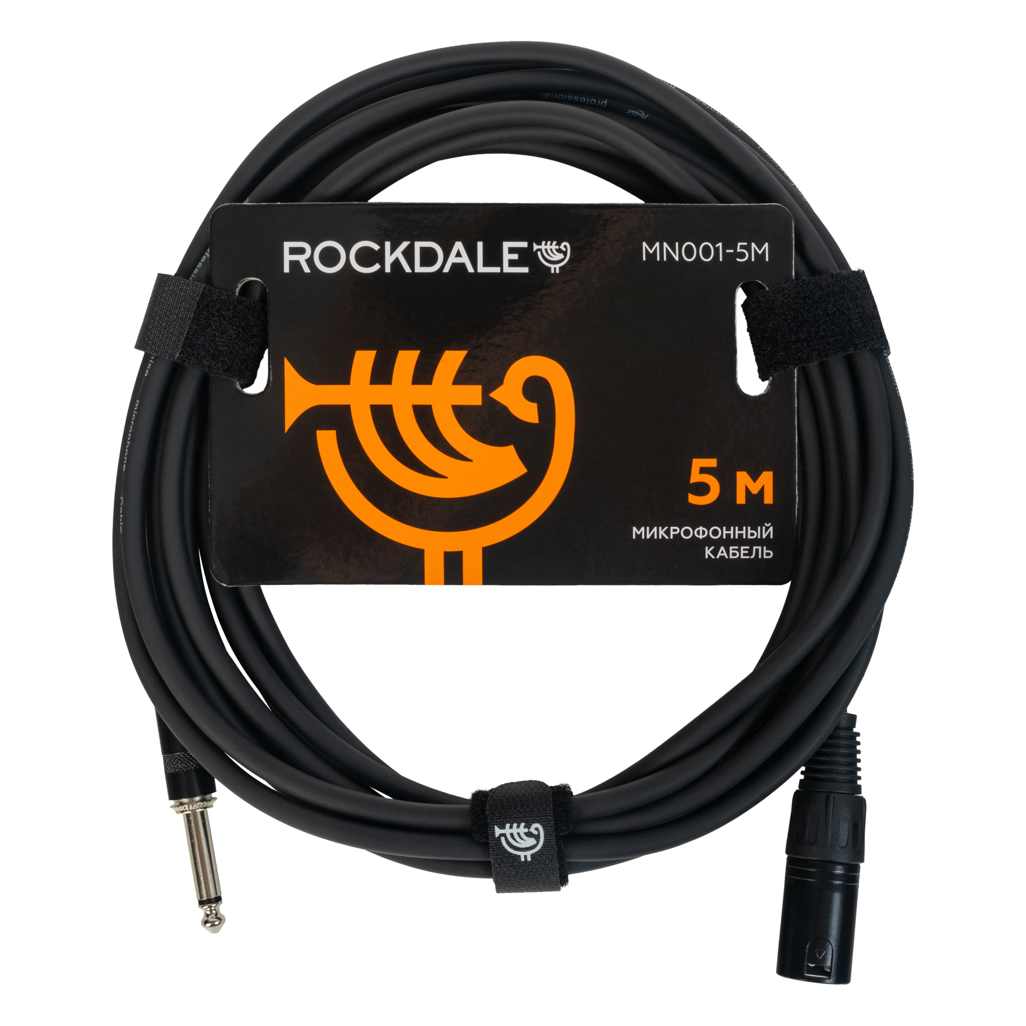 

Кабель Rockdale MN001-5M XLR male - mono jack male 5 м, Черный, MN001