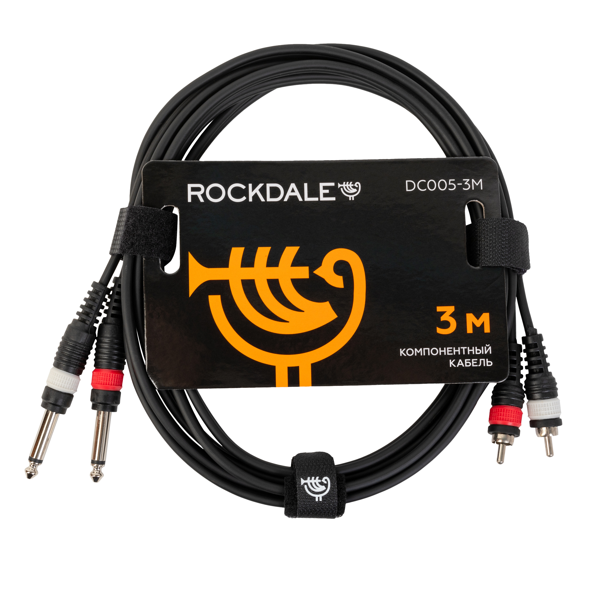 фото Кабель rockdale dc005-3m 2 mono jack male - 2 rca male 3 м