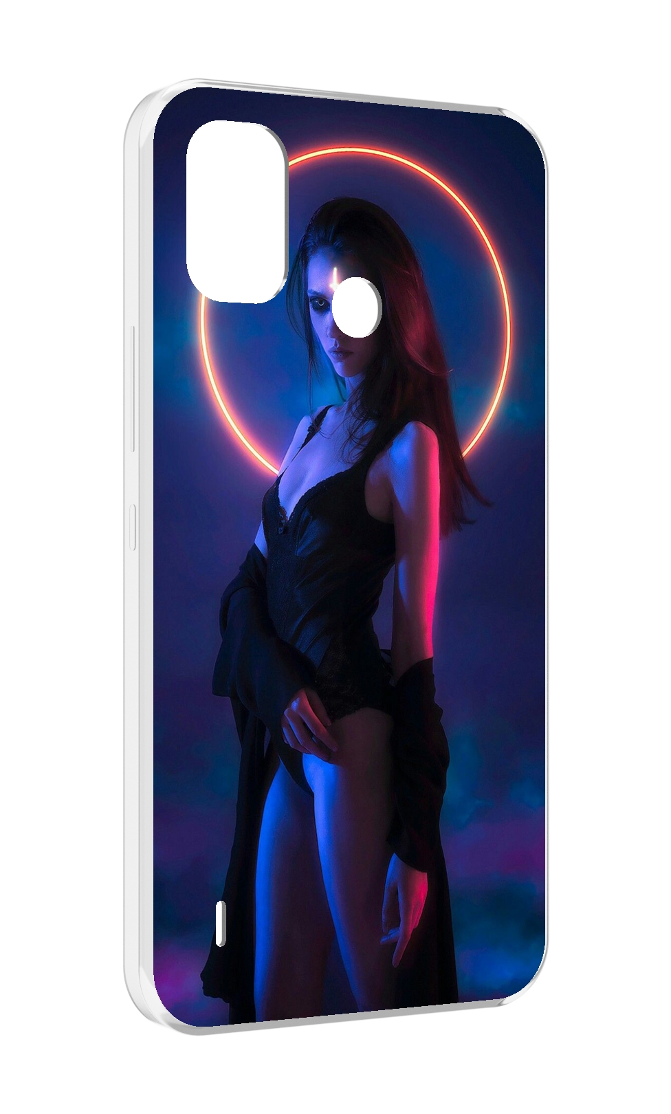 

Чехол MyPads девушка с неоновым кругом женский для Itel A48, Прозрачный, Tocco