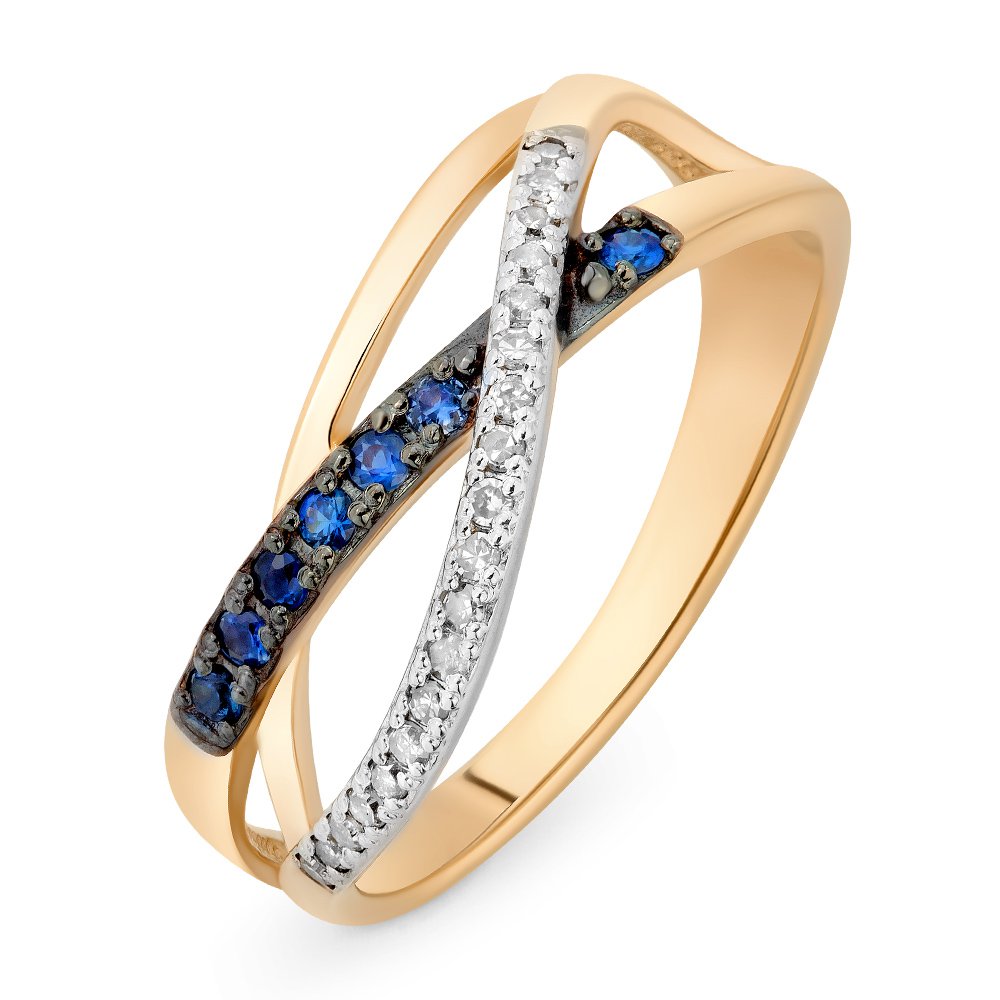 

Кольцо из красного золота с сапфиром/бриллиантом р. 17,5 585Gold 101010045, 101010045
