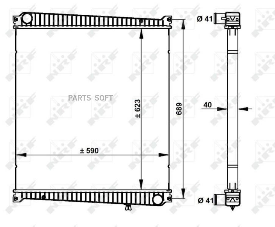 

NRF 59212_радиатор системы охлаждения !без рамки, 590x623x40mm RVI Mascott 04-10