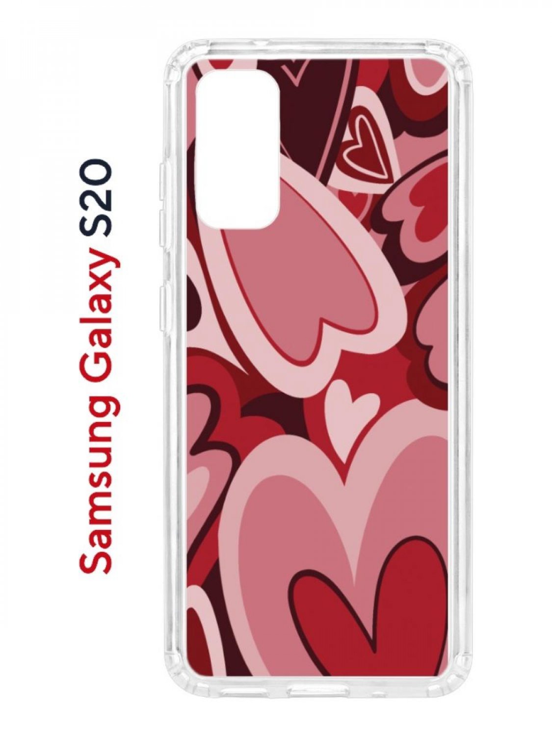 Чехол на Samsung S20 Kruche Print Сердечки,противоударный бампер,с защитой камеры
