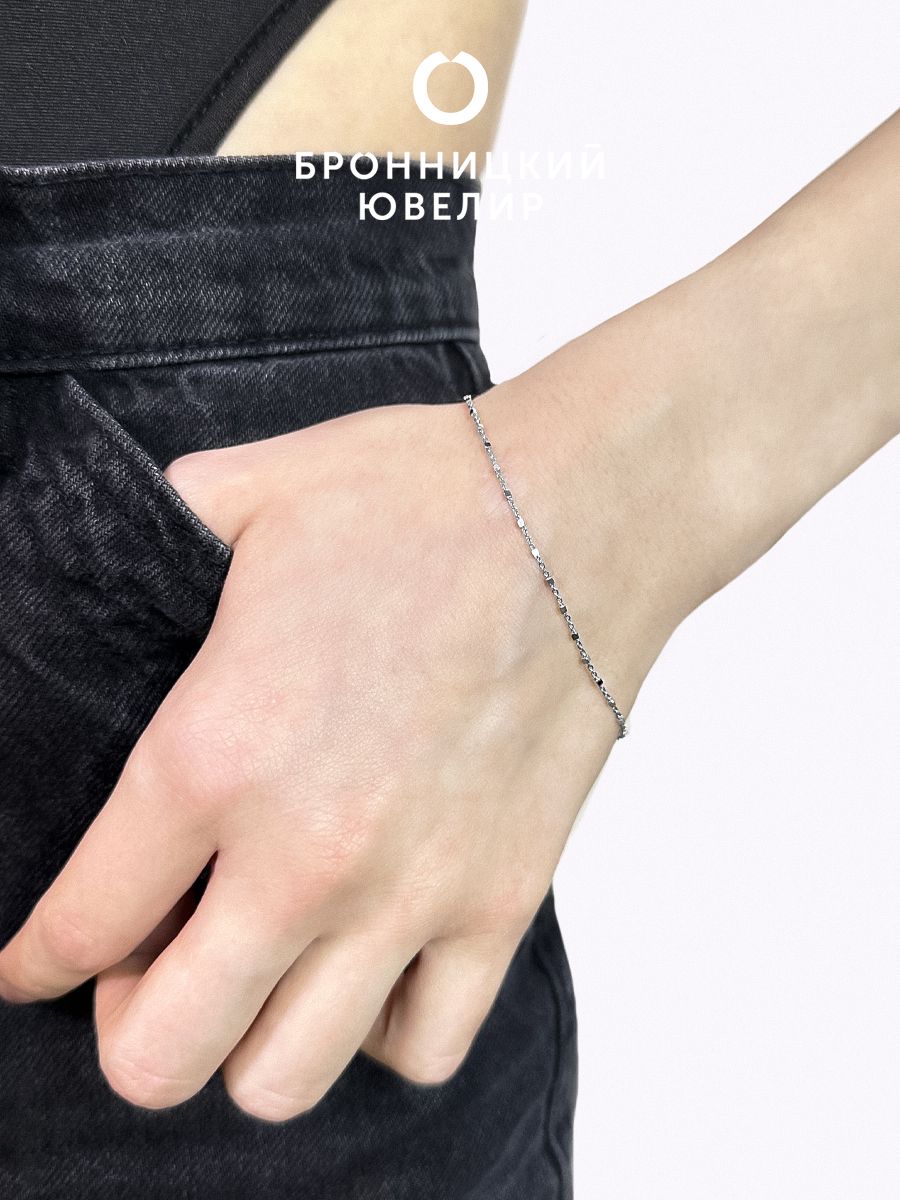 

Браслет из серебра р. 18 Бронницкий ювелир FZFD030+FQD-Б-б, FZFD030+FQD-Б-б