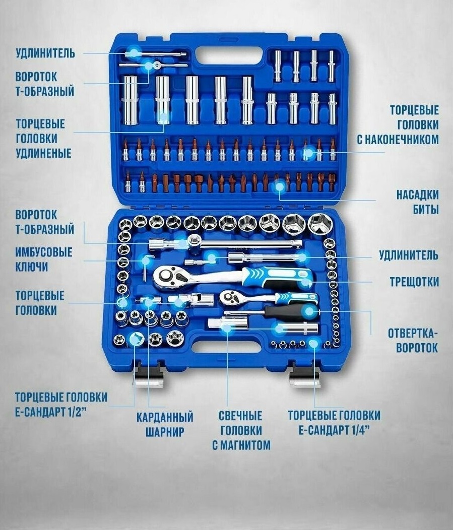 

Набор инструментов uniean 108 шт (головки) hlsd108, hlsd108