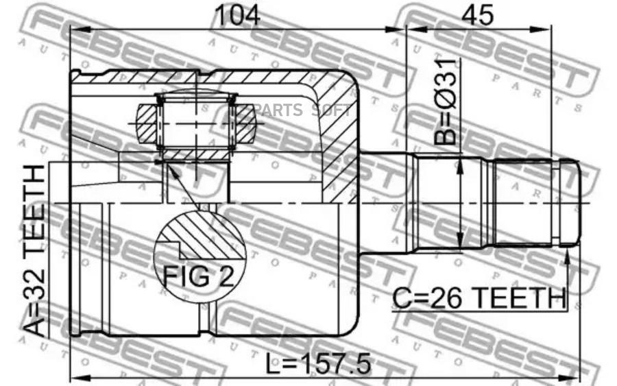 

2311-030_шрус внутренний к-кт audi a3/ vw golf v/jetta iii/passat/touran 1.6-2.0 03-10