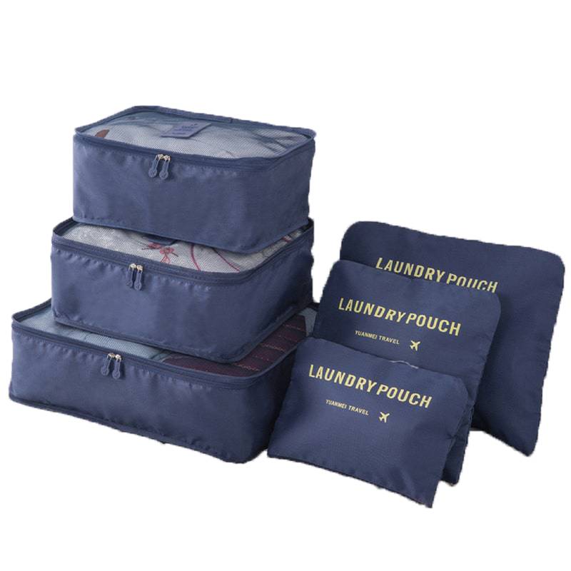 фото Набор для путешествий и хранения laundry pouch из 6 сумок органайзеров синий baziator