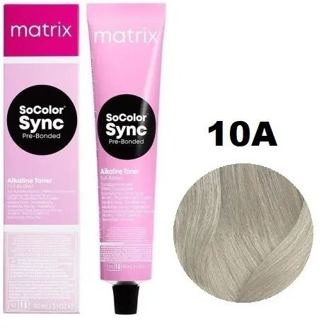 Краска Matrix SoColor Sync 10A очень-очень светлый блондин пепельный 90 мл matrix безаммиачный краситель socolor sync pre bonded 9gv очень светлый блондин золотистый перламутровый 90 мл