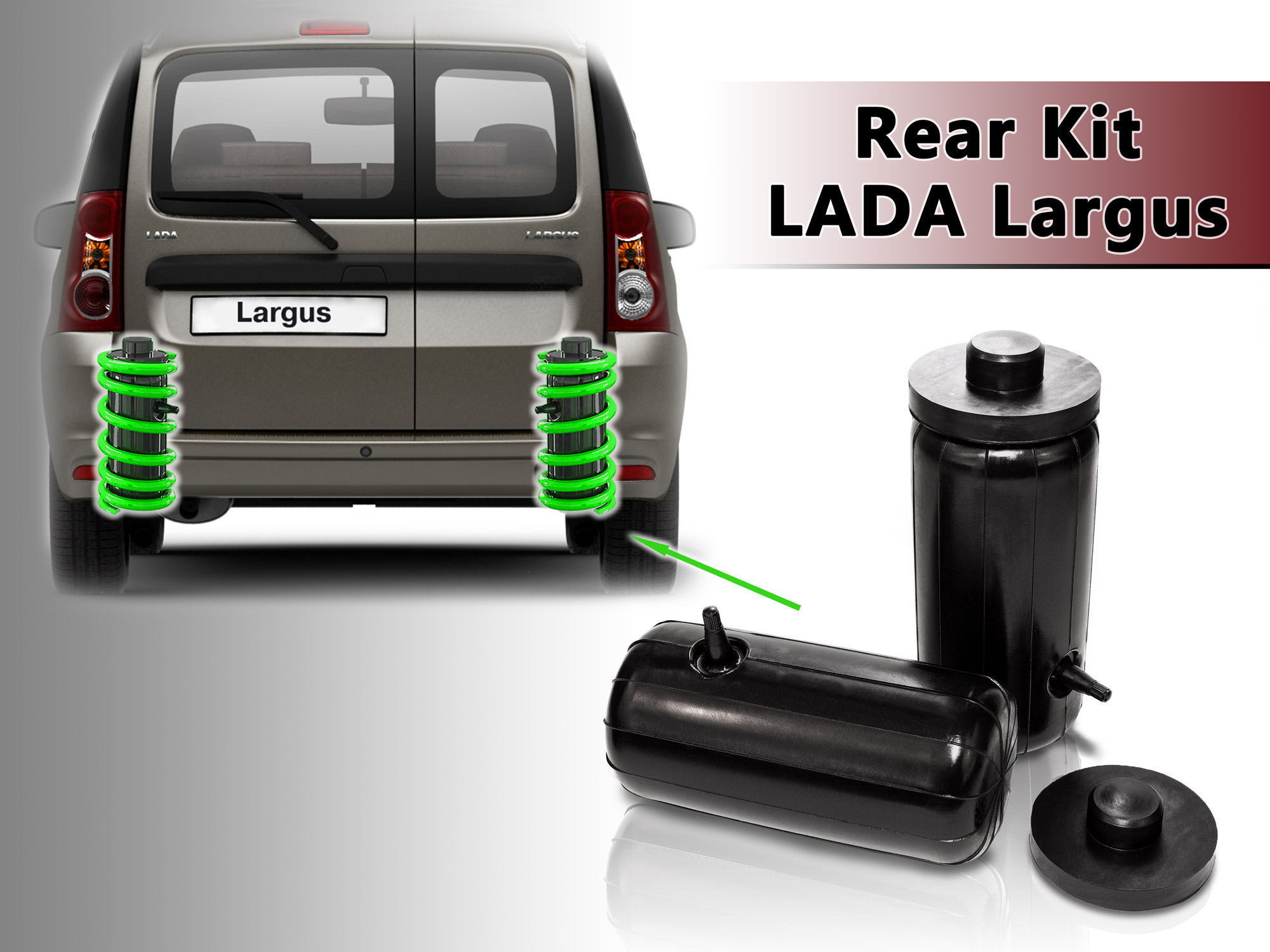 

Пневмобаллоны в пружины Lada Largus, NoBrand, задние усиленные