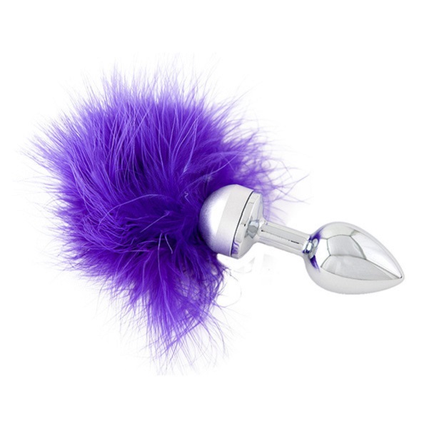 Малая анальная втулка с фиолетовой опушкой - 7 см.