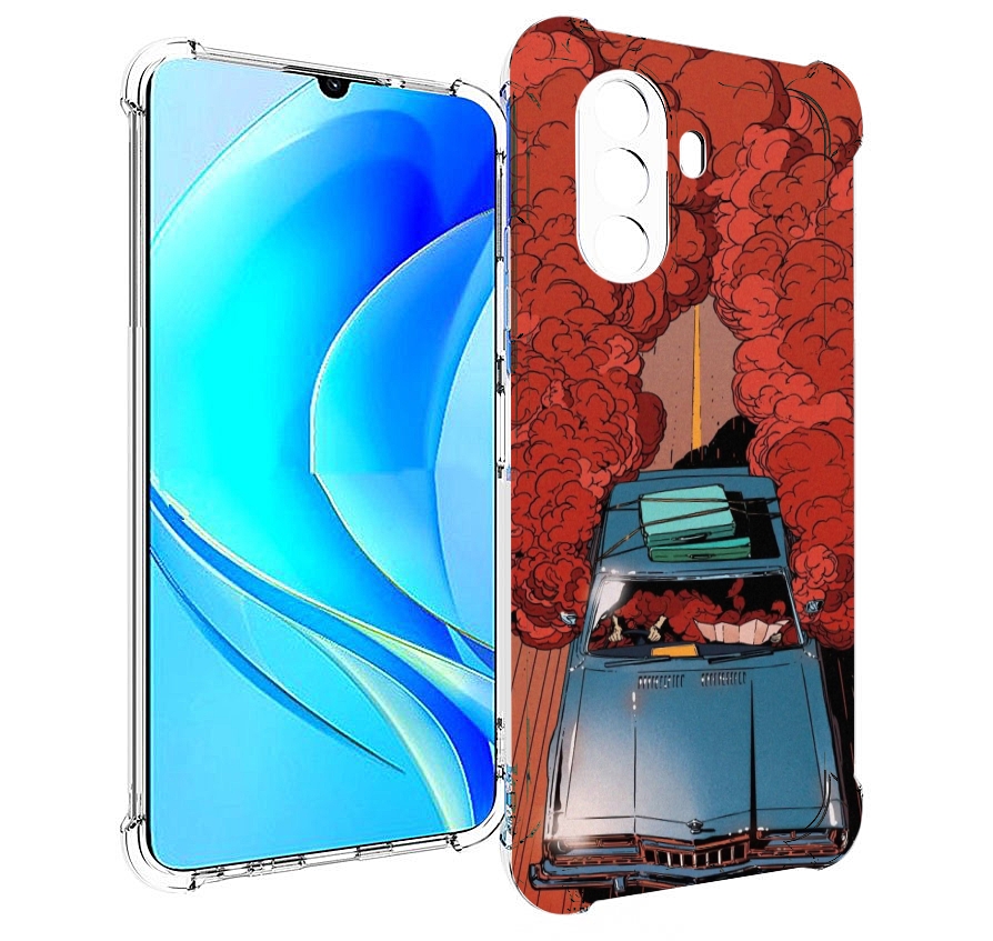 Чехол MyPads машина мчится с дымком для Huawei Nova Y70 / Nova Y70 Plus (MGA-LX9N)