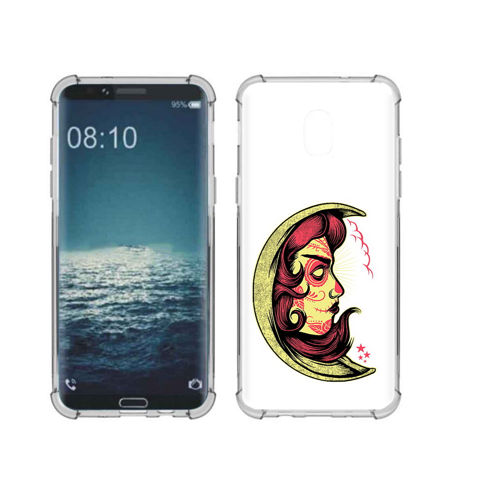 

Чехол MyPads Tocco для Samsung Galaxy J3 желтый полумесяц с лицом девушки, Прозрачный, Tocco