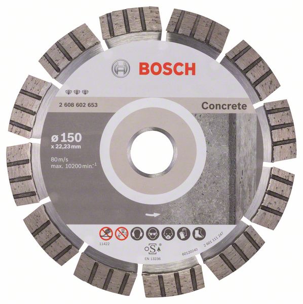 Диск алмазный Best for Concrete для УШМ по бетону (150х22,23 мм) BOSCH 2.608.602.653 алмазный диск для ушм bosch