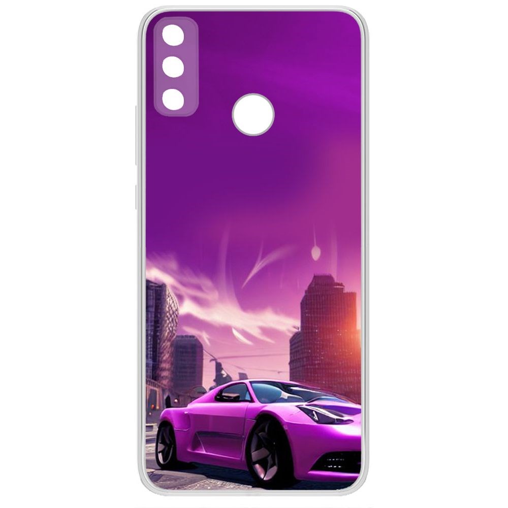 Чехол-накладка Krutoff Clear Case Розовое авто для Huawei Y8S