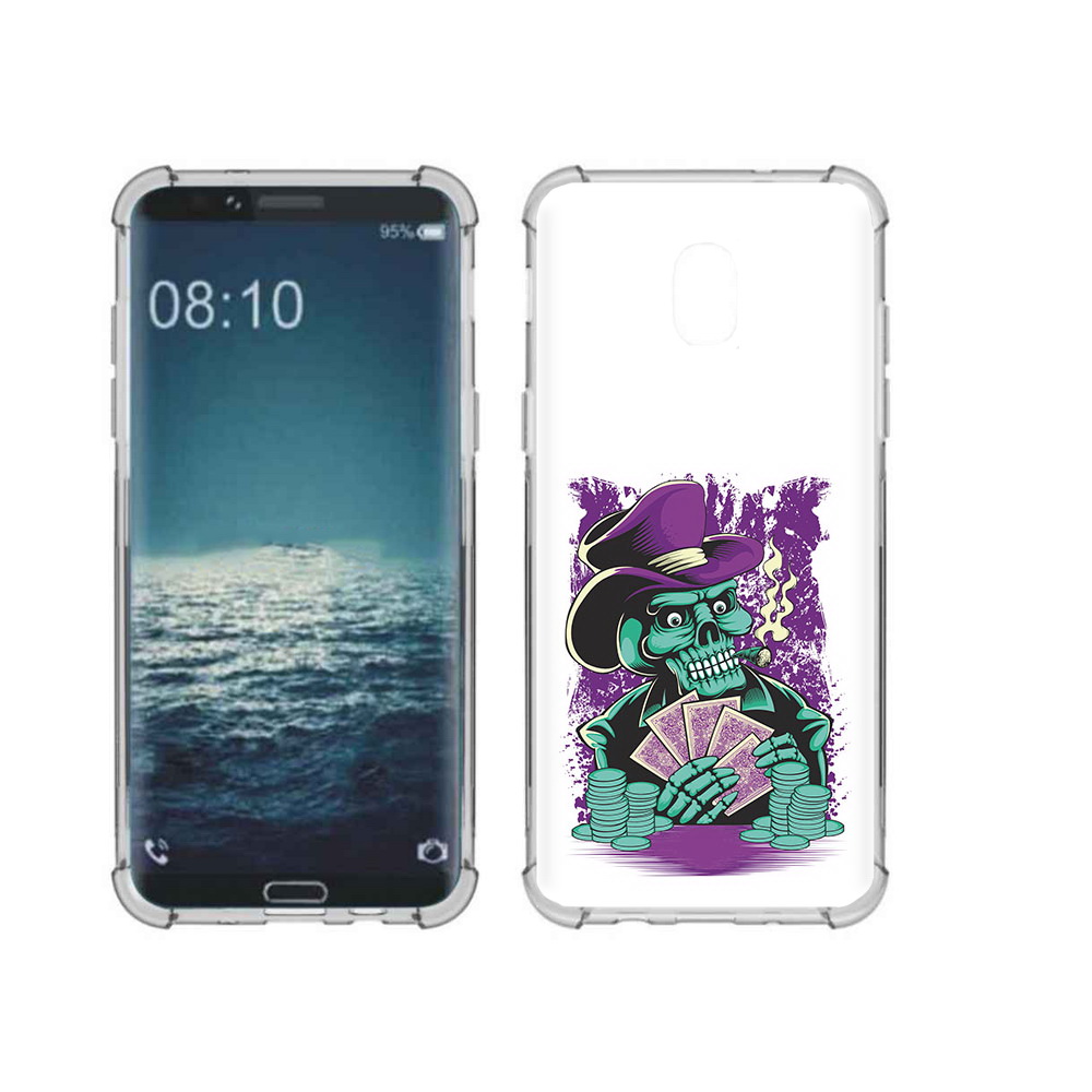 

Чехол MyPads Tocco для Samsung Galaxy J3 зеленый череп с картами (PT226926.574.361), Прозрачный, Tocco