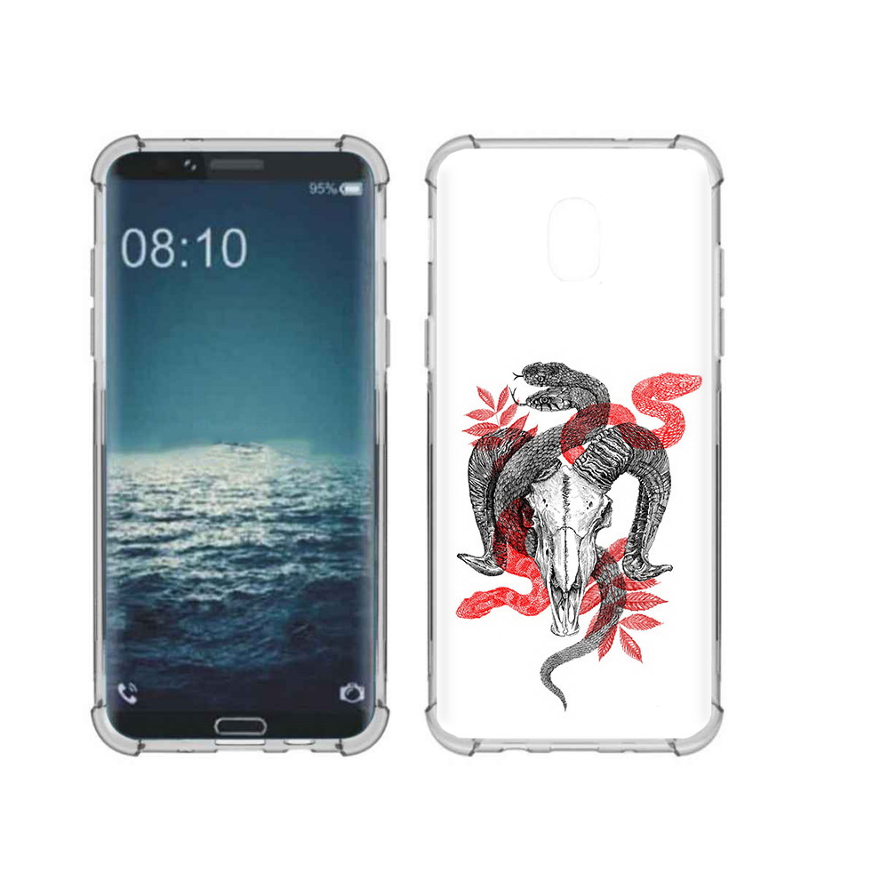 

Чехол MyPads Tocco для Samsung Galaxy J3 змея в черепе рисунок (PT226926.574.365), Прозрачный, Tocco