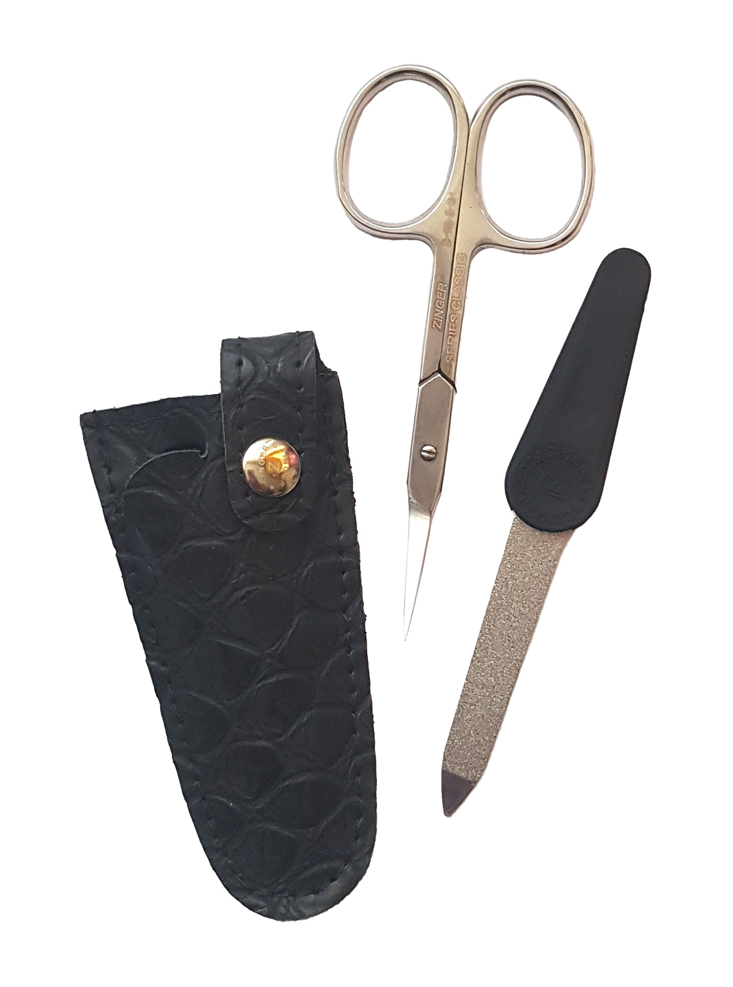 Маникюрный набор Zinger MS-Z1 S-PVC, ножницы + пилка, чёрный матовый