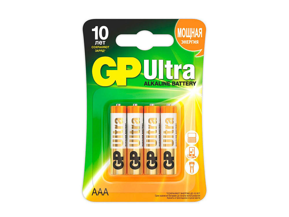 Батарейки GP Ultra Alkaline 24А ААА 4 шт 4891199027659 399₽