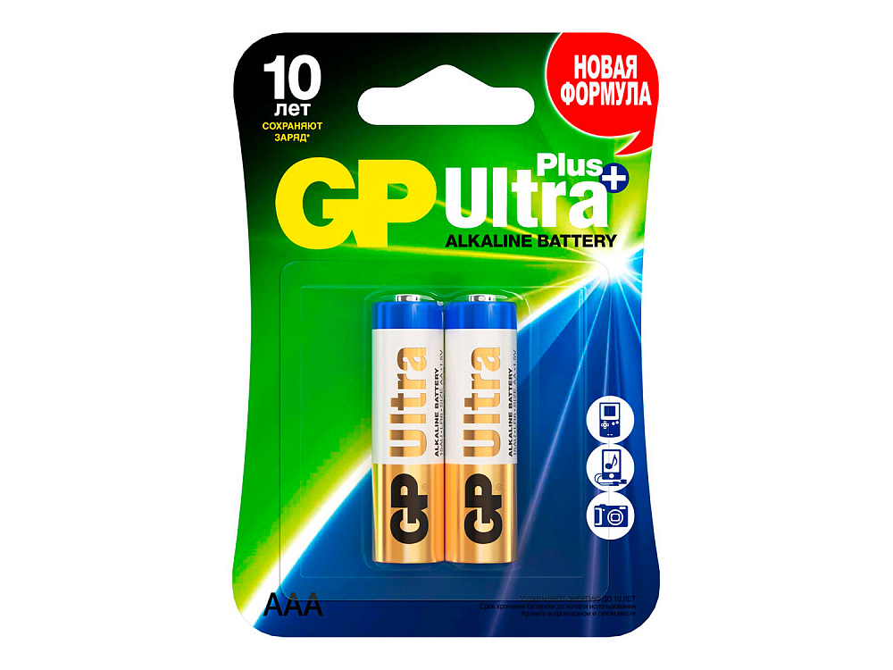 

Батарейки GP Ultra Plus Alkaline 24А, ААА, 2 шт 4891199100307, 4891199100307