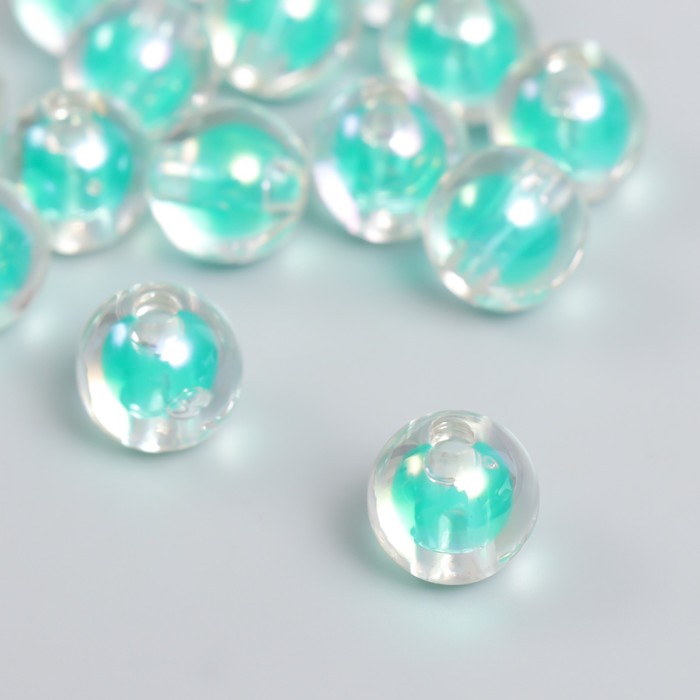 

Бусина акрил "Шарик - отражение" набор 15 шт зелёный 1,2х1,2х1,2 см