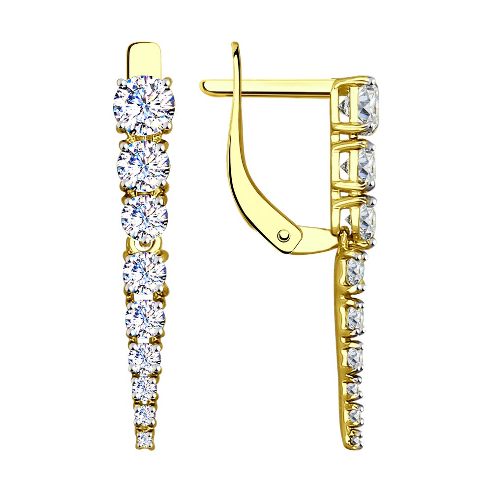 

Серьги подвески из золота SOKOLOV 027539-2, фианит, 027539-2