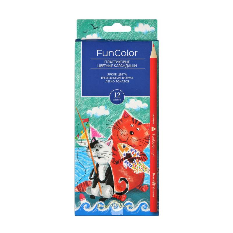 

Карандаши цветные 12 цв. FUNCOLOR пластиковые, 30-0060-1 Bruno Visconti 1373732