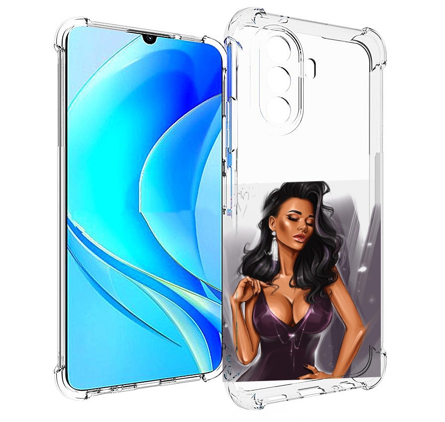 

Чехол MyPads нарисованная-девушка-в-фиолетовом-платье женский для Huawei Nova Y70, Прозрачный, Tocco