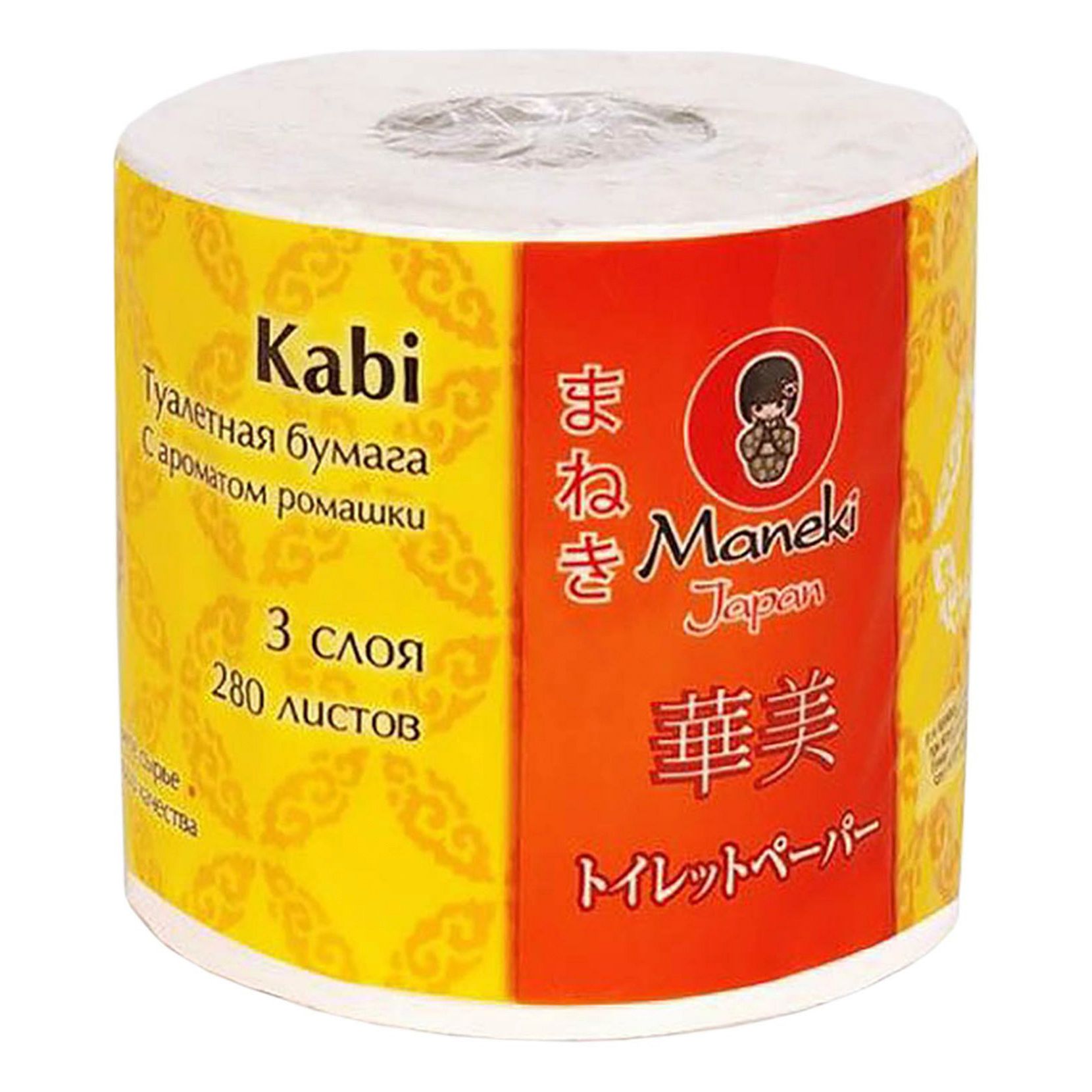 Туалетная бумага Maneki Kabi Ромашка 3 слоя 1 рулон изолон для творчества апельсин 2 мм рулон 0 75х10 м