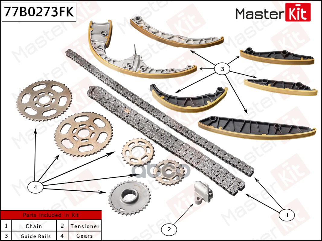 

Комплект Цепи Грм Vw Touareg 3.0Tdi 10- Crca/Cjma Без Звездочек MasterKit 77B0273FK
